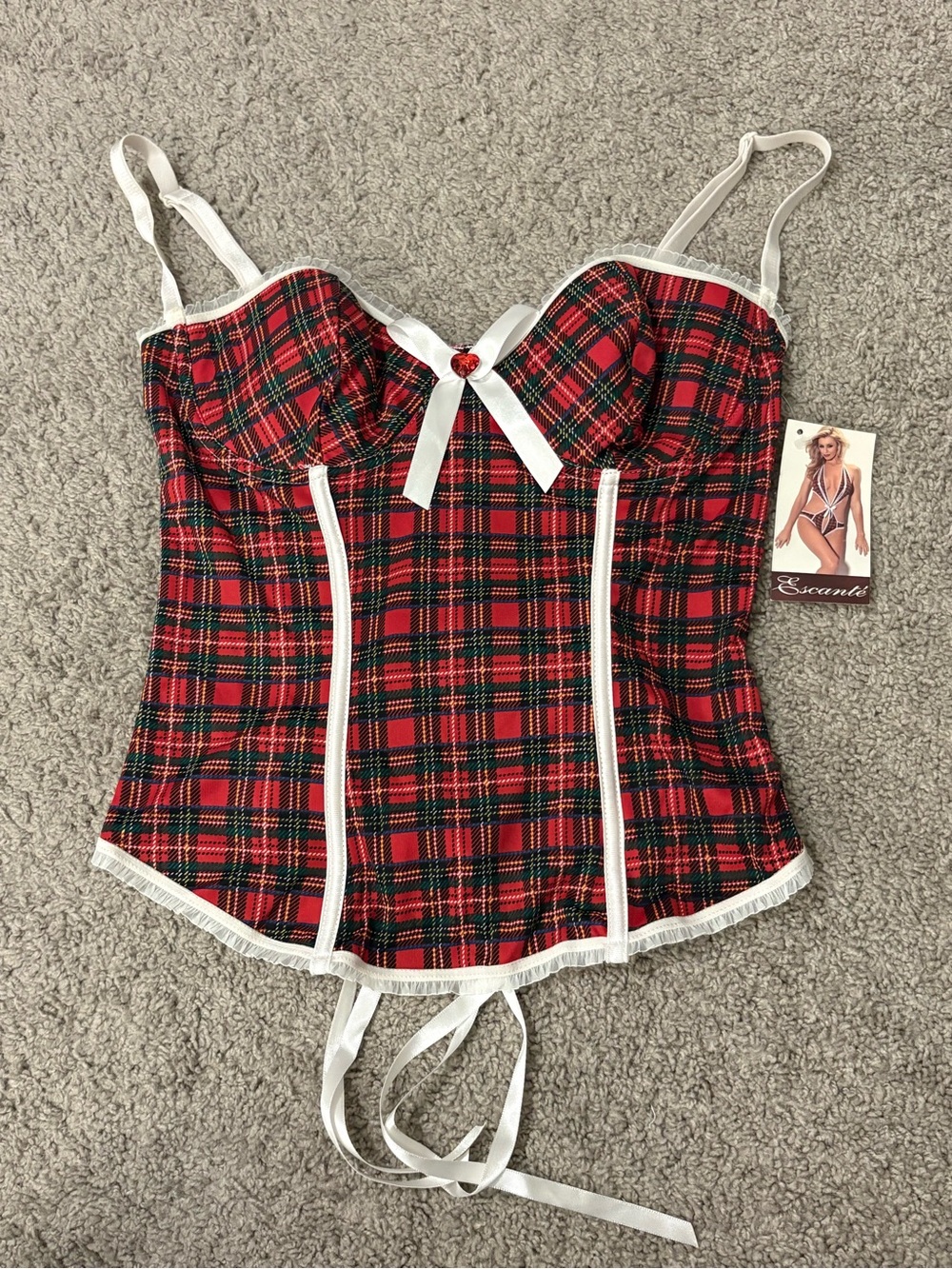 Vintage Escante plaid Corset Bustier Y2K 00’s Preppy Size Large NWT - Picture 3 of 9